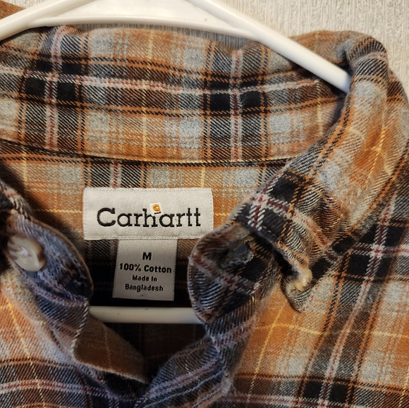 Carhartt plaid flannel button up shirt Size Medium - Picture 3 of 5